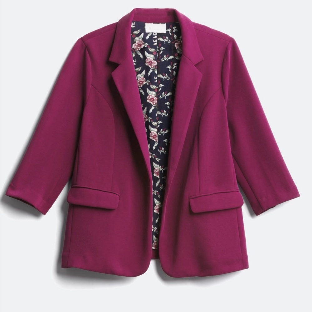 Skies Are Blue Asa Modal Knit Burgundy Blazer, Size 1X